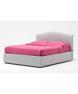 Letto matrimoniale "hill" perla con rete e contenitore, 160x190 cm